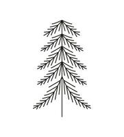 duveteux pin, Noël arbre linéaire art. contour. ligne art. main tiré griffonnage. forêt. l'hiver. icône, symbole, logo. vecteur