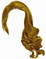 femme branché longue frisé Cheveux perruque brillant Jaune couleurs .rétro style . beauté mode . réaliste 3d . vecteur
