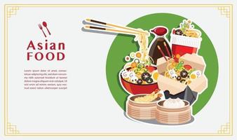 soupe de nouilles, boîte à emporter, ramen japonais, illustration vectorielle vecteur