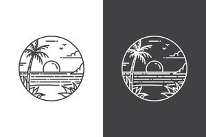 ligne art tropical île plage océan mer pour tourisme logo conception symbole vecteur