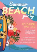 affiche de fête de plage dété fête de lîle de plage vecteur