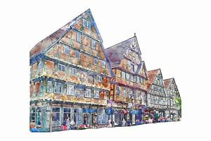 celle innenstadt Allemagne aquarelle main tiré illustration isolé sur blanc Contexte vecteur