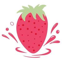 fraises avec des gouttes de jus de fraise. illustration vectorielle vecteur