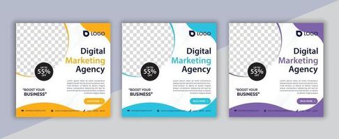 publication sur les réseaux sociaux de marketing numérique, conception de flyers de marketing d'entreprise vecteur