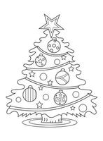 Noël arbre avec cadeaux. noir et blanc vecteur illustration pour coloration livre