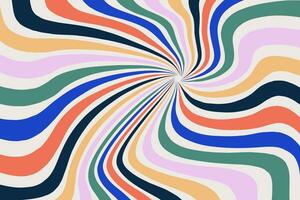 tourbillon sunburst Contexte dans Années 60 Années 1970 hippie style. ondulé arc en ciel couleurs lignes. sensationnel modèle dans rétro style. psychédélique vecteur conception
