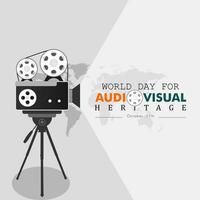 salutation carte sur le thème de monde audio-visuel patrimoine journée observé chaque année sur octobre 27 à travers le globe vecteur