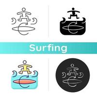 icône de technique de surf kickflip vecteur