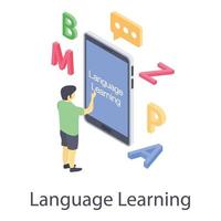apprentissage des langues en ligne vecteur