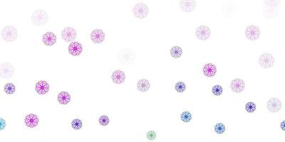 motif de doodle vecteur rose clair, bleu avec des fleurs.