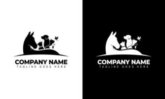 vecteur créatif d'un cheval, chien, chat, oiseau, lapin logo design animaux