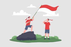 célébrant l'illustration vectorielle de la fête de l'indépendance de l'indonésie. vecteur