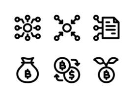 ensemble simple d'icônes de lignes vectorielles liées à la crypto-monnaie vecteur