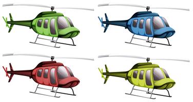 Hélicoptères de quatre couleurs différentes vecteur