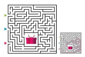 jeu de labyrinthe de labyrinthe carré pour les enfants. logique labyrinthe vecteur