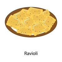 assiette de pâtes raviolis vecteur