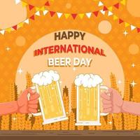 joyeux festival de la journée internationale de la bière vecteur