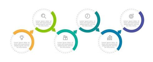 processus d'infographie d'entreprise avec 6 étapes