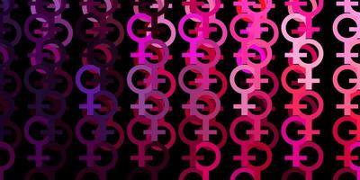 fond de vecteur violet clair, rose avec des symboles de la femme.