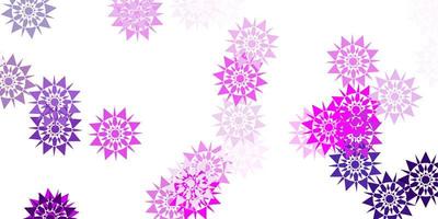 modèle vectoriel rose clair avec des flocons de neige colorés.