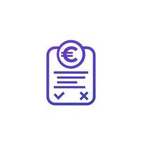icône de facture en ligne avec euro vecteur