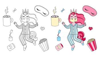 illustration vectorielle d'une licorne sur le thème d'un pyjama vecteur