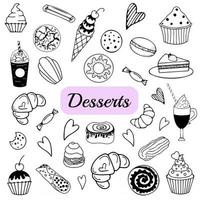 desserts doodle illustration vectorielle vecteur