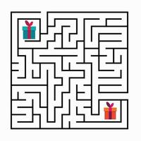 jeu de labyrinthe de labyrinthe carré pour les enfants. énigme de la logique du labyrinthe vecteur
