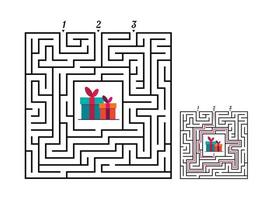 jeu de labyrinthe de labyrinthe carré pour les enfants. énigme de la logique du labyrinthe. vecteur