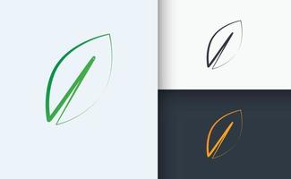 conception de logo naturel feuille verte et noire vecteur