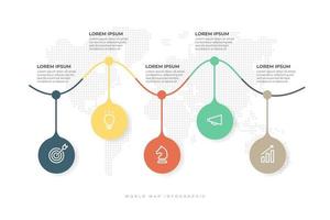 icône d'entreprise avec modèle d'infographie de fond de carte du monde. vecteur