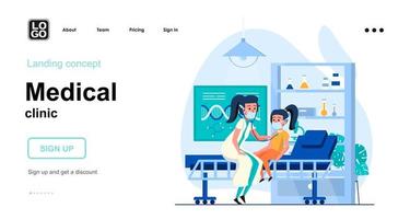 modèle de page de destination de concept web de clinique médicale vecteur