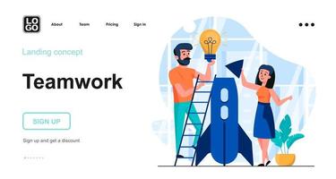 modèle de page de destination de concept web de travail d'équipe vecteur