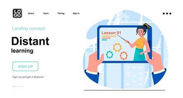 modèle de page de destination de concept web d'apprentissage à distance vecteur
