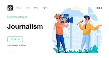 modèle de page de destination de concept web de journalisme vecteur