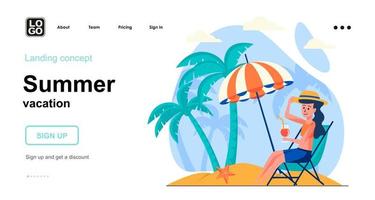 modèle de page de destination de concept web de vacances d'été vecteur