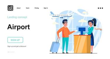 modèle de page de destination de concept web d'aéroport vecteur