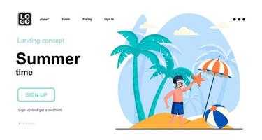 modèle de page de destination de concept web d'heure d'été vecteur