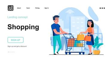 modèle de page de destination de concept Web d'achat vecteur