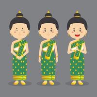 caractère du laos avec diverses expressions vecteur