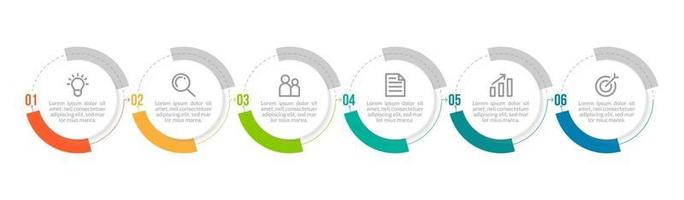 modèle d'infographie à six options pour la présentation vecteur