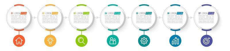 conception infographique avec icônes et 7 options vecteur