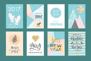 Jeu de cartes créatives artistiques joyeux Noël et nouvel an. vecteur