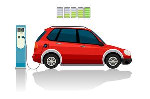 Une voiture électrique rouge vecteur