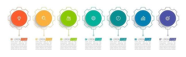 modèle de conception infographique avec icônes et 7 options ou étapes vecteur