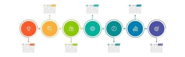 modèle de conception infographique avec icônes et 7 options ou étapes vecteur