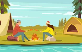 concept d'activité de camping vecteur