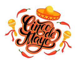 Conception de lettrage Cinco de Mayo. vecteur