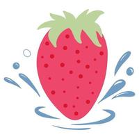 fraises avec des gouttes d'eau. style de dessin animé illustration vectorielle vecteur