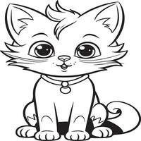 Facile chat coloration page pour des gamins vecteur
